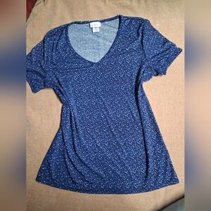 Jaclyn Smith Navy V-Neck Blouse